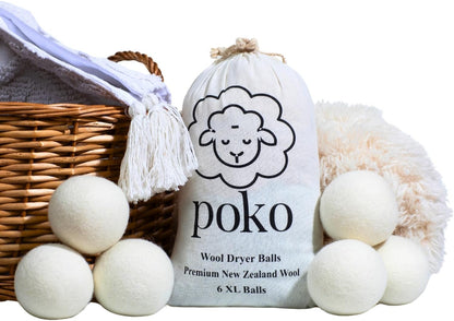 Wool Dryer Balls - 6 XL Pack | 100% Natural Fabric Softener | Chemical-Free, Anti-Static, Reusable Laundry Dryer Balls